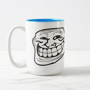 Troll LeMe Memes TROLLIN FACE FUNNY - EDITABLE Two-Tone Coffee Mug