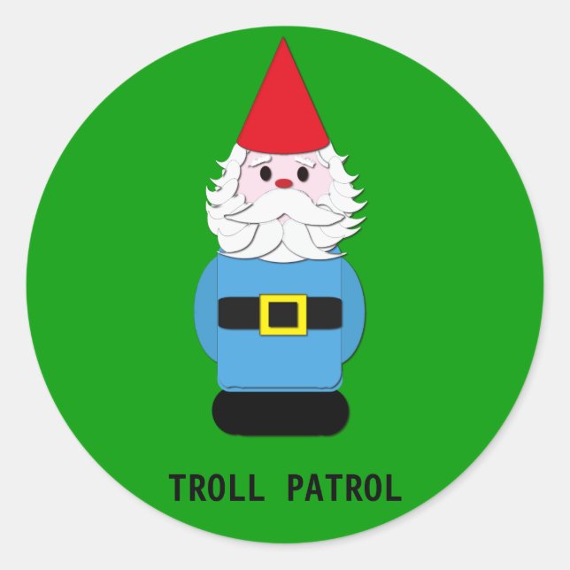 Troll Patrol Scandinavian Gnome Classic Round Sticker (Front)