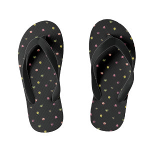 troll pattern black kid's thongs
