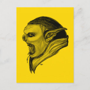 Troll schwarz gelb design postcard