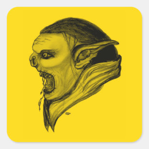 Troll schwarz gelb design square sticker