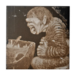 Troll with Giant Cauldron Ceramic Tile