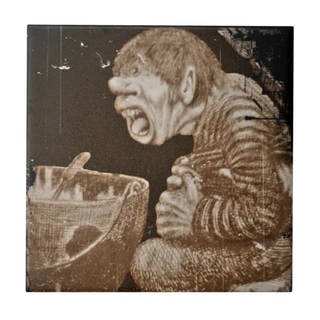 Troll with Giant Cauldron Ceramic Tile (Front)