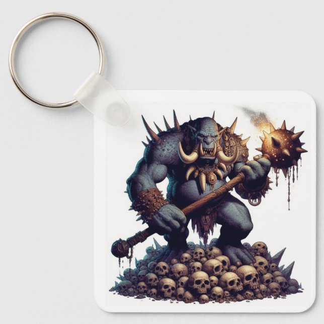 Troll with Mace  Key Ring (Front)