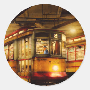 Trolley - Baltimore, MD - Watch your step please Classic Round Sticker