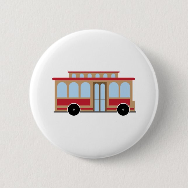 Trolley Car 6 Cm Round Badge (Front)