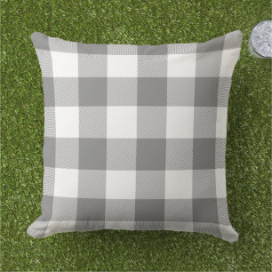 Trolley Grey and White Gingham Check Buffalo Plaid Cushion