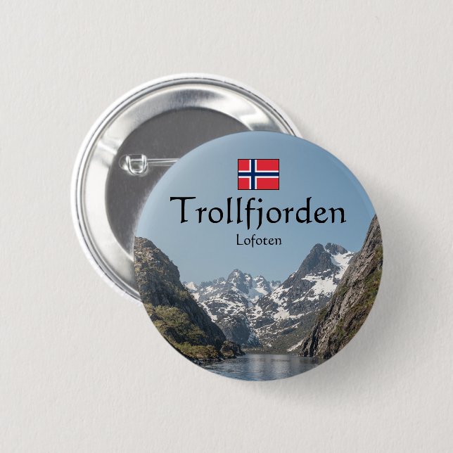 Trollfjord Lofoten 6 Cm Round Badge (Front & Back)