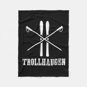Trollhaugen Wisconsin Ski Skier Skiing Rustic Alpi Fleece Blanket
