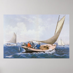 Trolling for blue fish off the coast of Maine Poster