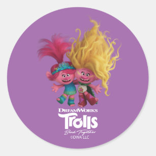 Trolls Band Together   Poppy & Viva Character Art Classic Round Sticker