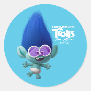 Trolls Band Together   Young Branch Character Art Classic Round Sticker