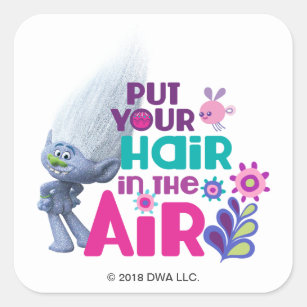 Trolls   Put Your Hair in the Air Square Sticker