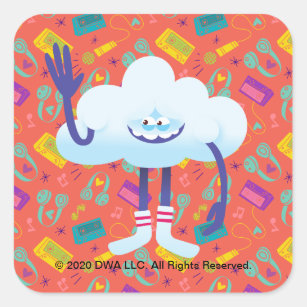 Trolls World Tour   Cloud Guy Cartoon Wave Square Sticker