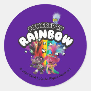 Trolls World Tour   Powered By Rainbow Classic Round Sticker