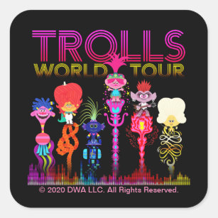 Trolls World Tour   Six String Leaders Square Sticker