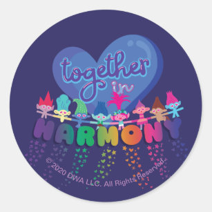Trolls World Tour   Together In Harmony Classic Round Sticker