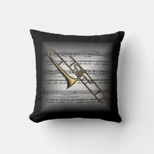 Trombone ~ 3-D Sheet Music ~ Pillow Grey/Black