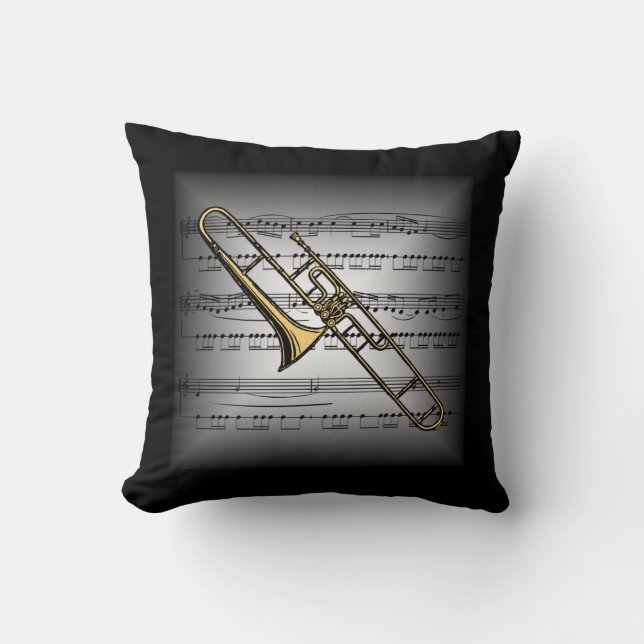 Trombone ~ 3-D Sheet Music ~ Pillow Grey/Black (Front)