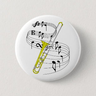Trombone 6 Cm Round Badge