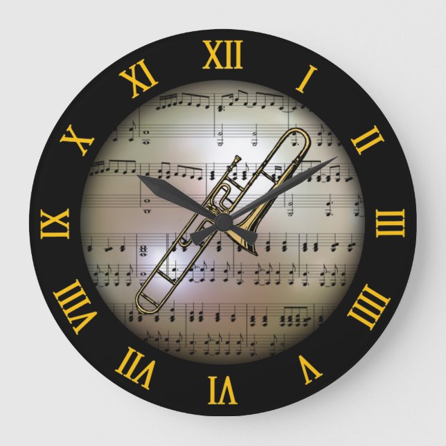 Trombone ~ Background “The Musical Planet” * ~ Large Clock (Front)