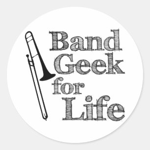 Trombone Band Geek Classic Round Sticker
