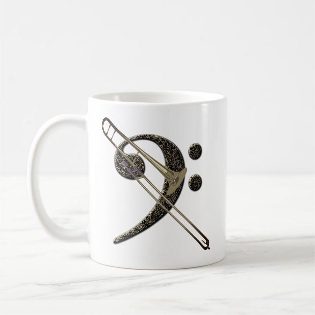 Trombone Bass Clef Musc Instrument Coffee Mug (Left)