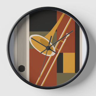 Trombone Bauhaus Print, Mid Century Modern Music Clock