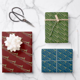 Trombone Brass Musical Design Wrapping Paper Sheet