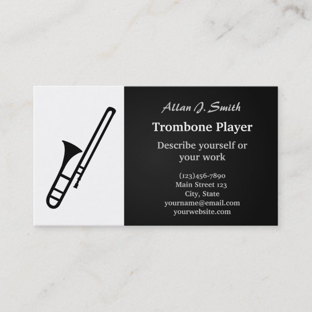 Trombone cartoon business cards (Front)