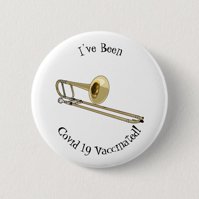 Trombone cartoon illustration 6 cm round badge (Front)