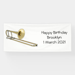 Trombone cartoon illustration banner