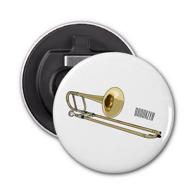 Trombone cartoon illustration bottle opener (Front)