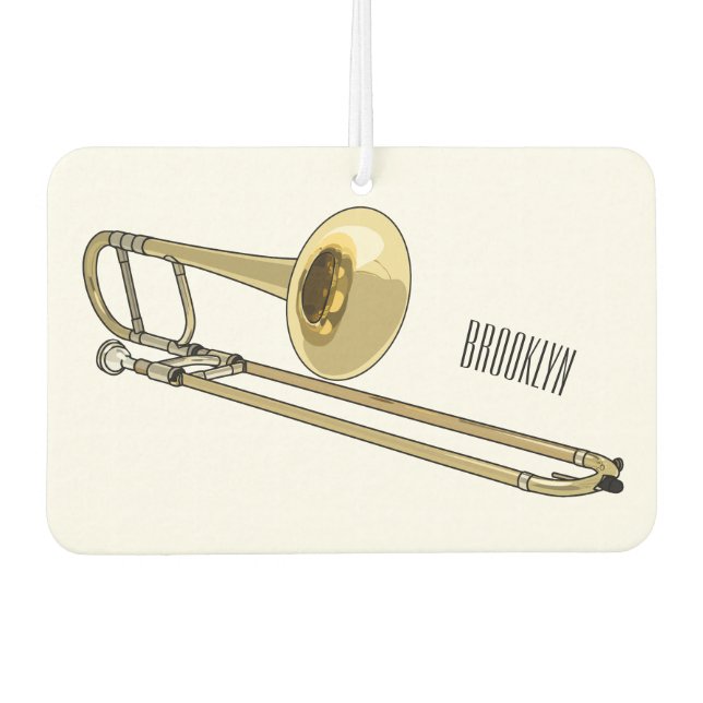 Trombone cartoon illustration car air freshener (Front)