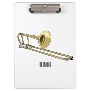 Trombone cartoon illustration clipboard