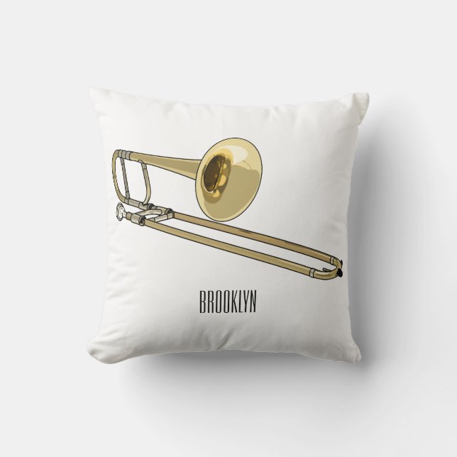 Trombone cartoon illustration cushion (Front)