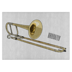 Trombone cartoon illustration cutting board