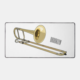 Trombone cartoon illustration desk mat