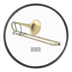 Trombone cartoon illustration hockey puck