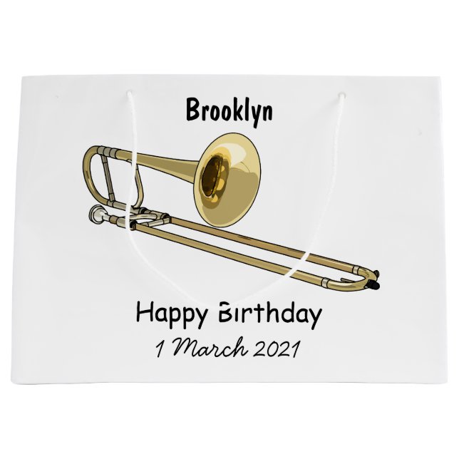 Trombone cartoon illustration large gift bag (Front)