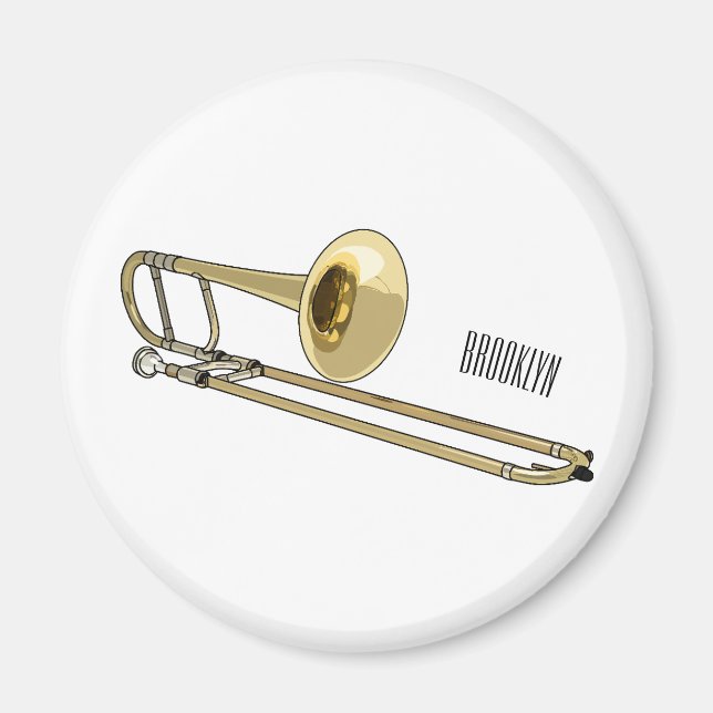 Trombone cartoon illustration magnet (Front)