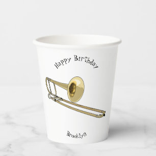 Trombone cartoon illustration paper cups