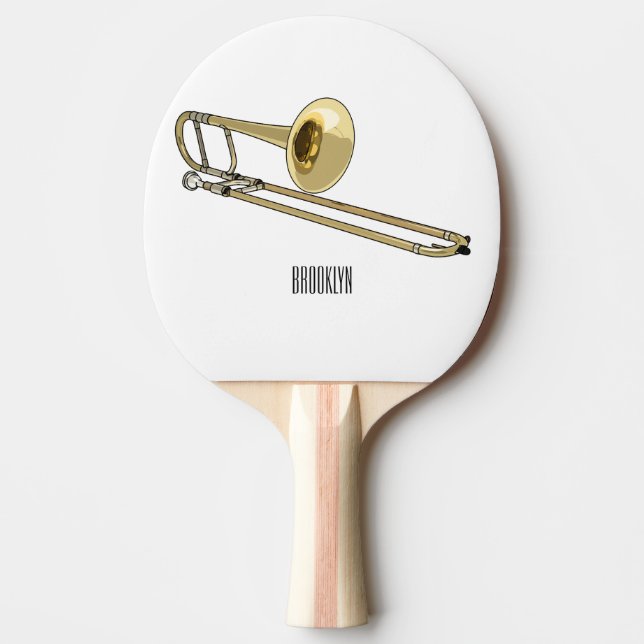 Trombone cartoon illustration ping pong paddle (Front)