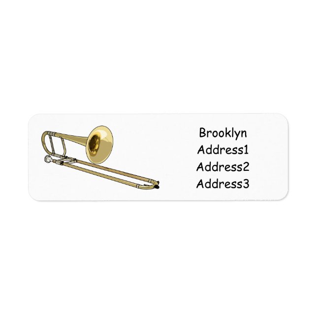 Trombone cartoon illustration return address label (Front)