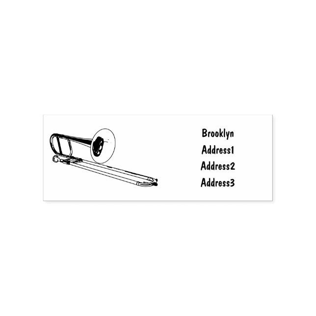 Trombone cartoon illustration rubber stamp (Imprint)