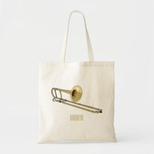 Trombone cartoon illustration tote bag