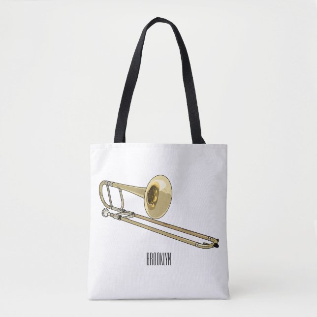 Trombone cartoon illustration tote bag (Front)