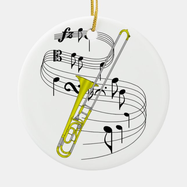 Trombone Ceramic Ornament (Front)