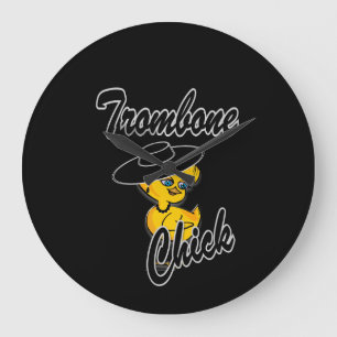 Trombone Chick #4 Large Clock