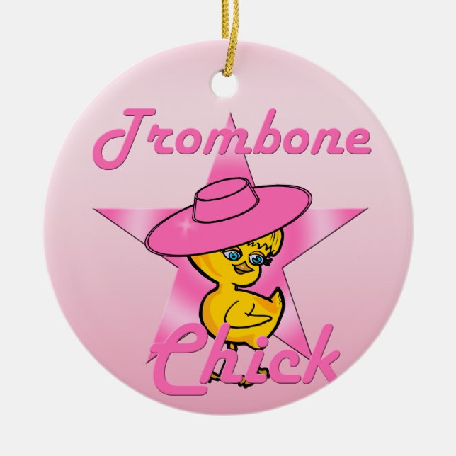 Trombone Chick #8 Ceramic Ornament (Front)